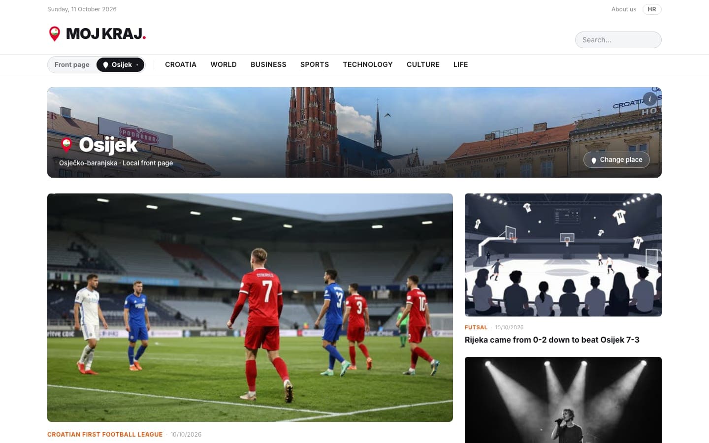 A local front page for Osijek - every town, island and county gets its own edition