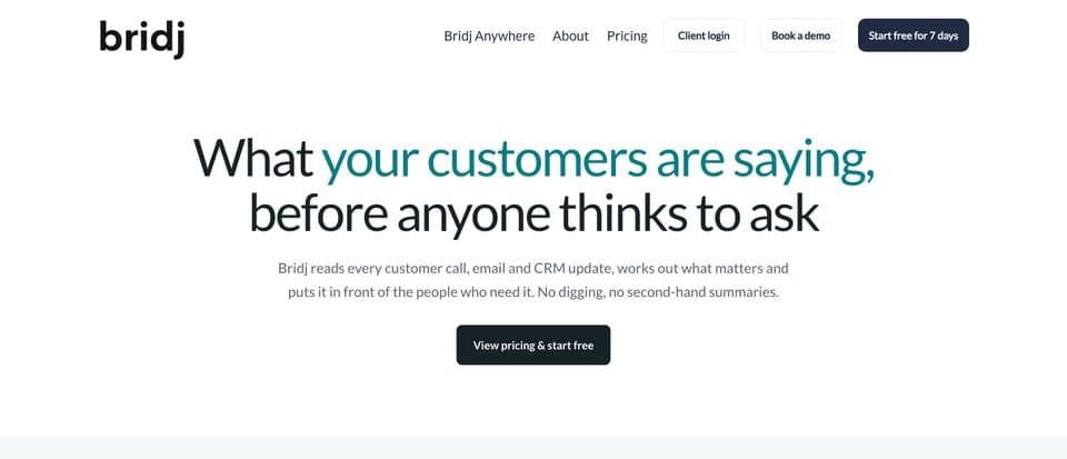 Bridj's homepage: what your customers are saying, before anyone thinks to ask
