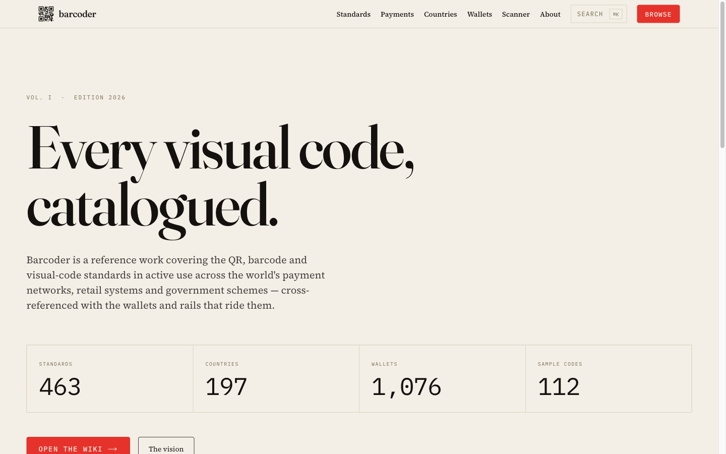 Barcoder encyclopedia of QR, barcode and visual-code standards