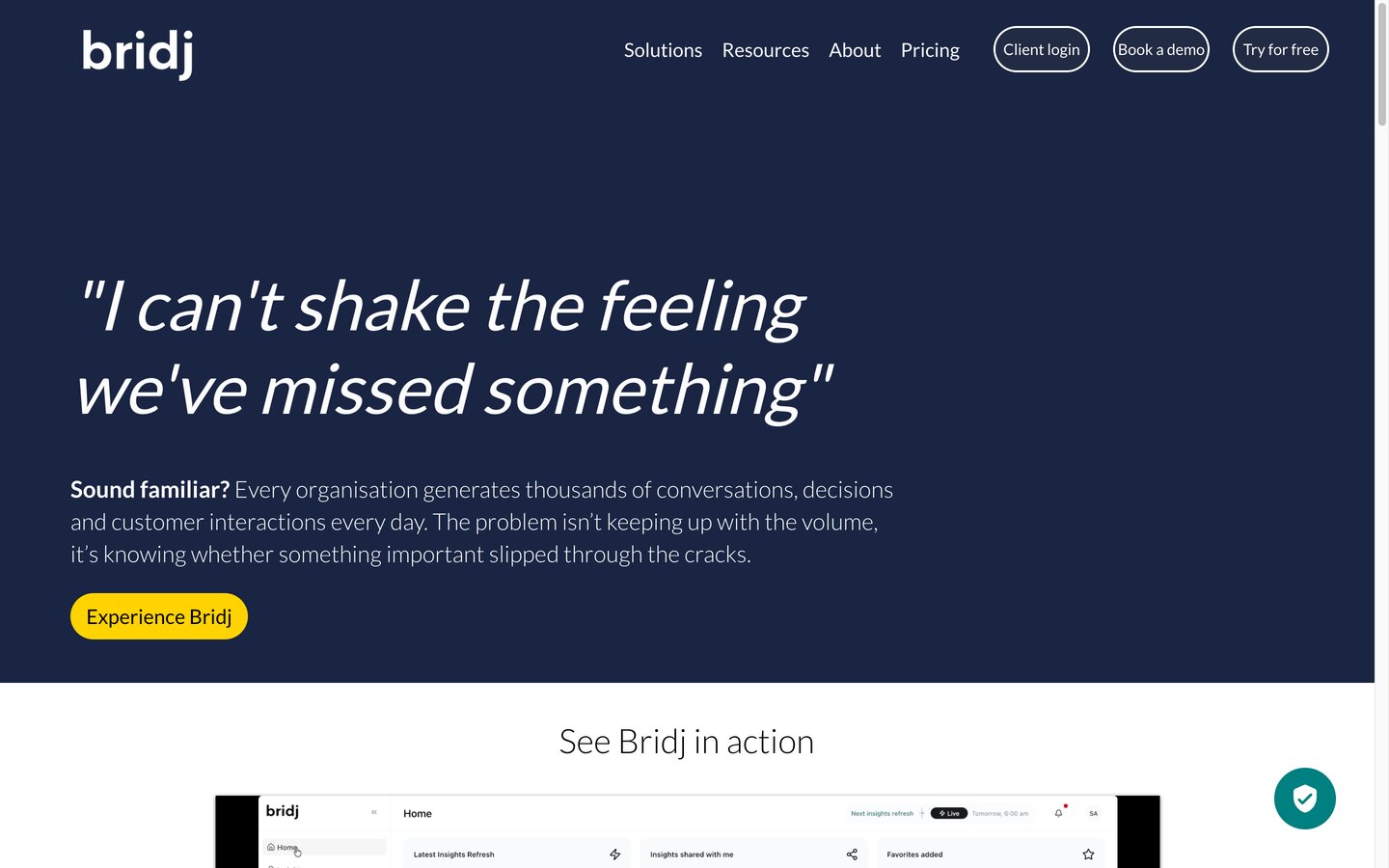 Bridj marketing site - 'I can't shake the feeling we've missed something'